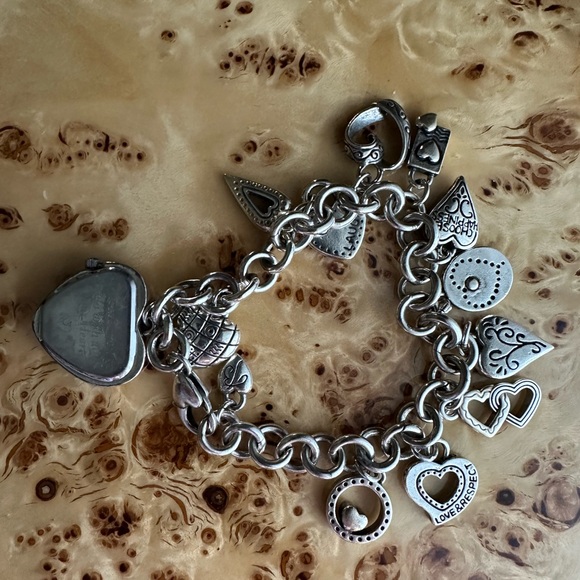 Brighton Charm Bracelet Watch w 11 Charms Breast Cancer Awareness Working Watch - Picture 4 of 6